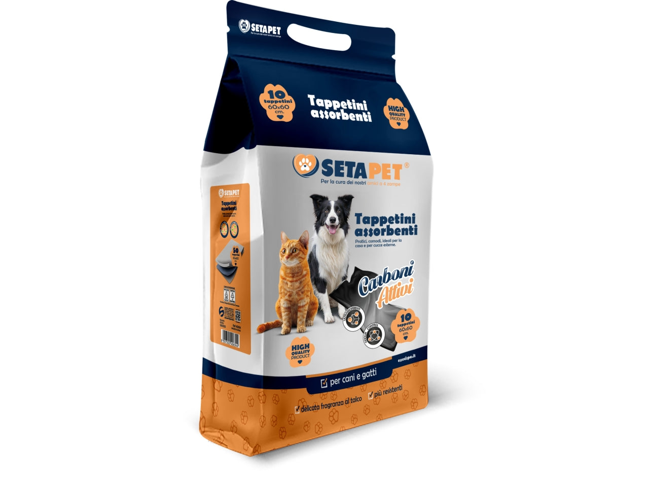 Tappetini assorbenti setapet con carbone attivi 60x60cm in confezione da 10 tappetini