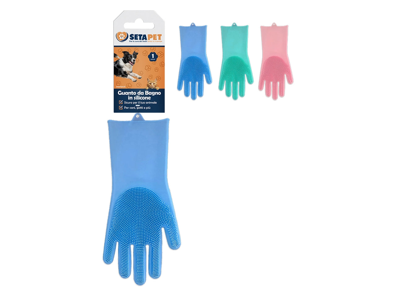 Guanto da bagno per animali in silicone