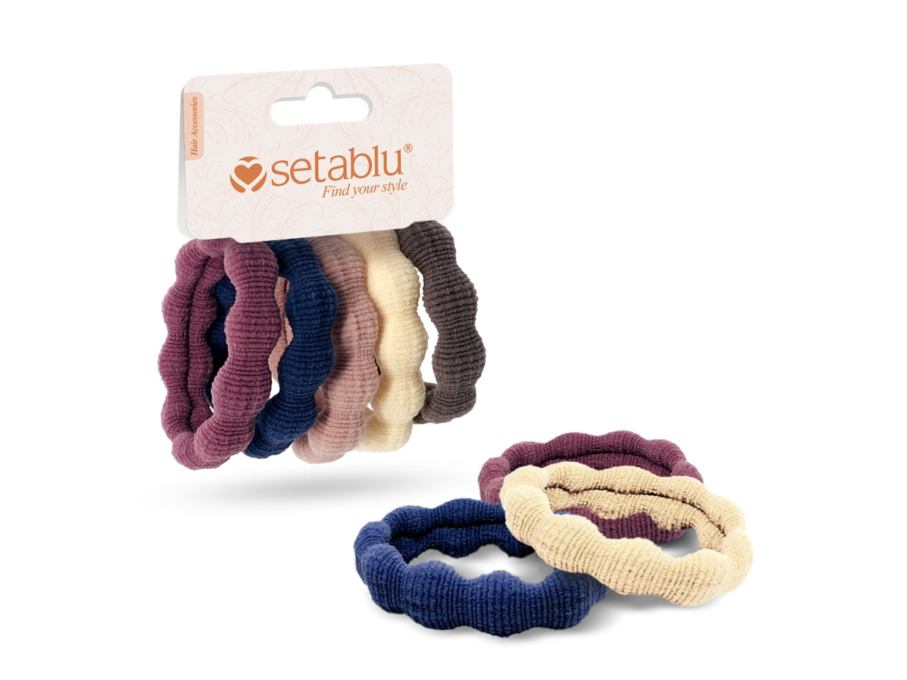 Elastici per capelli in blister da 5 pezzi vari colori