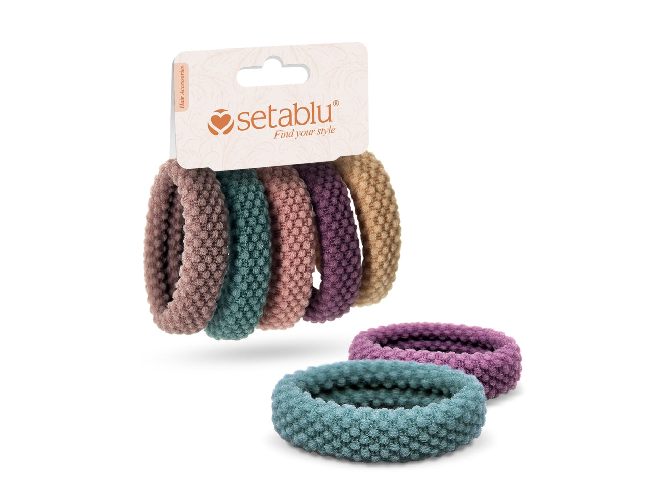 Elastici per capelli in blister da 5 pezzi vari colori