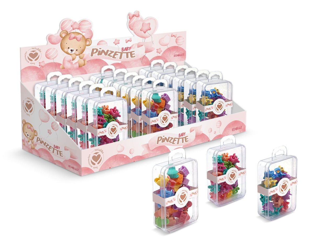 Pinza mini baby colorate in scatoletta da 24 pezzi