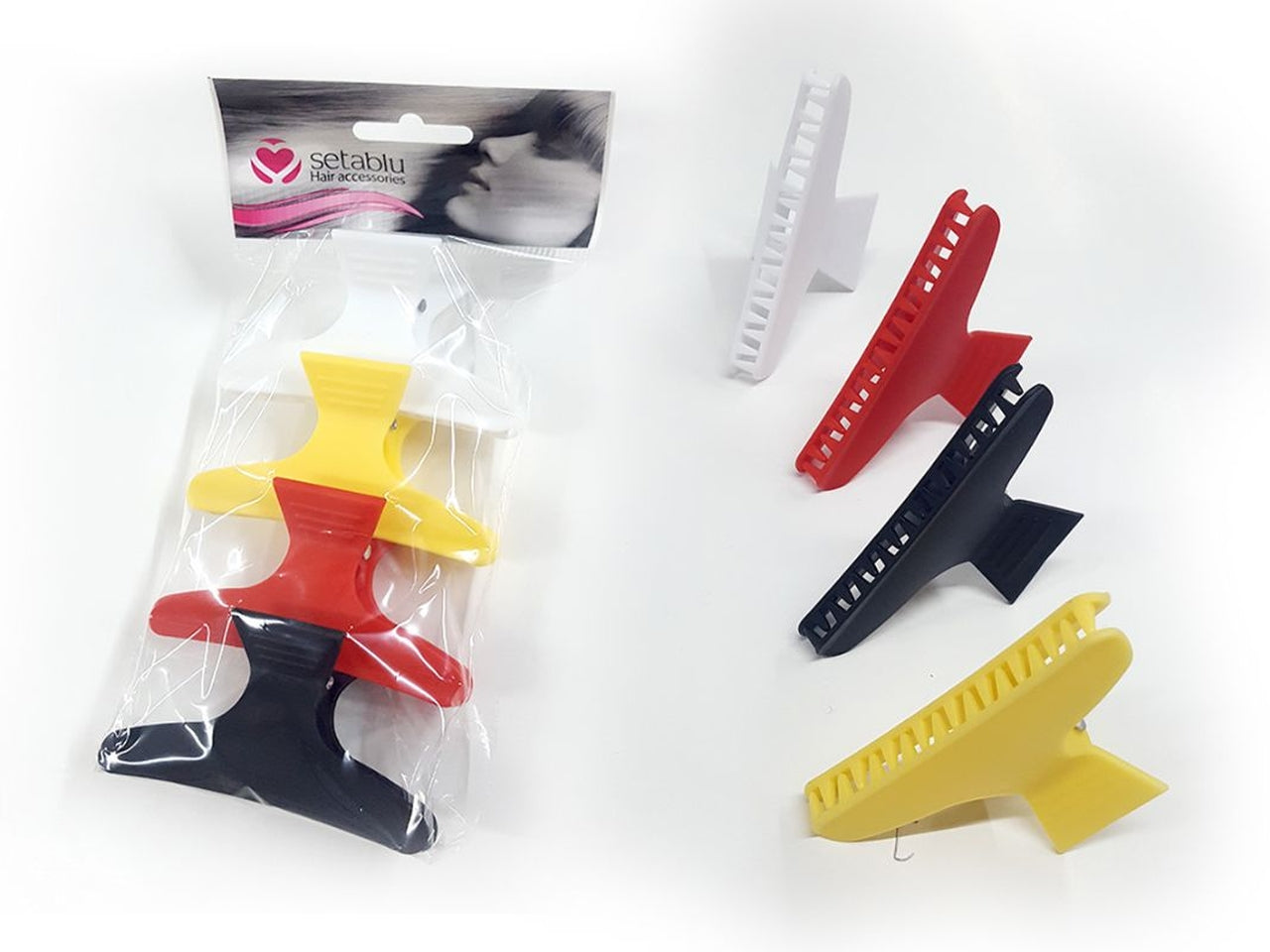 Pinza parrucchiere in blister da 4 pezzi colorate