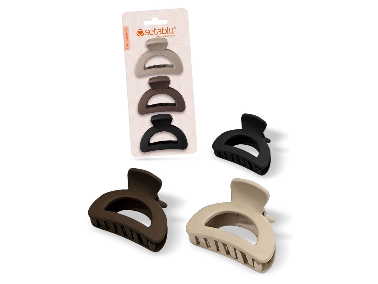 Pinza per capelli coda sirena in blister da 3 pezzi assortiti