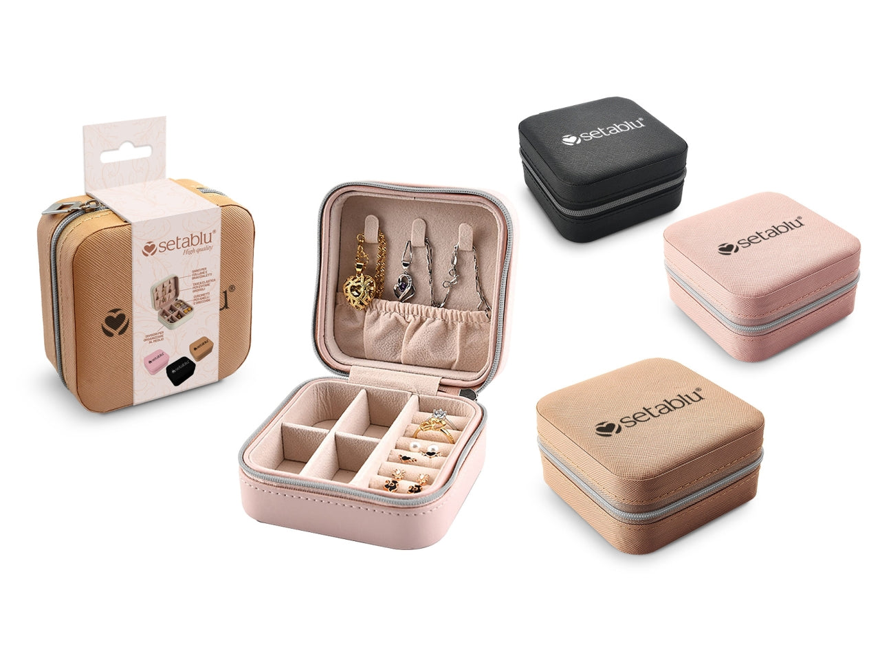 Scatolina porta gioielli 10x10xh.5cm, colori assortiti