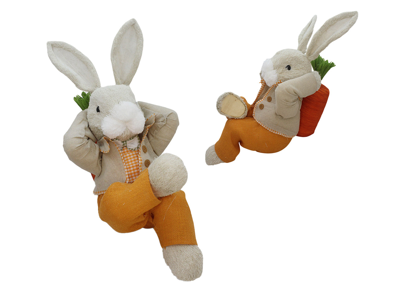 Coniglio polistirolo in paglia seduto 38cm arancio