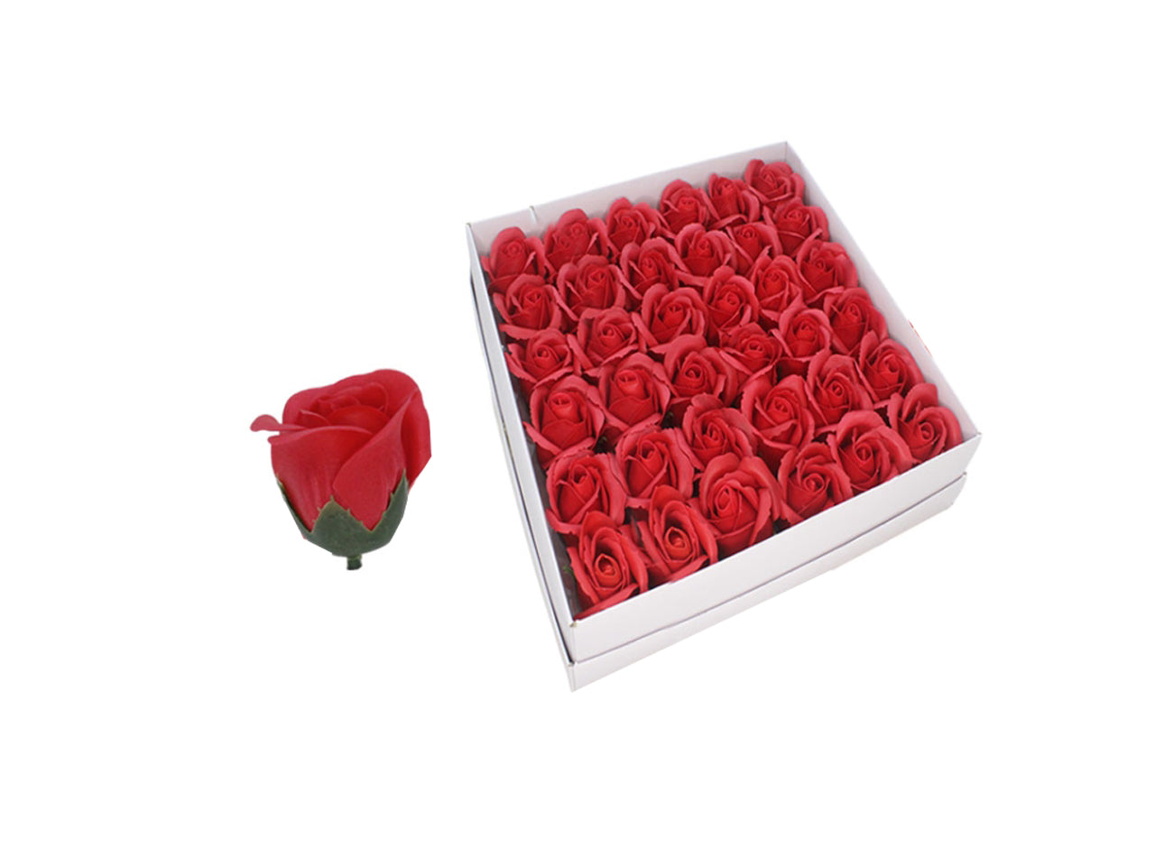 Rose saponate 3cm, scatola da 36 rose rosse