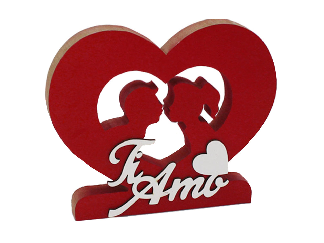 Cuore in legno rosso con scritta ti amo 18x15cm