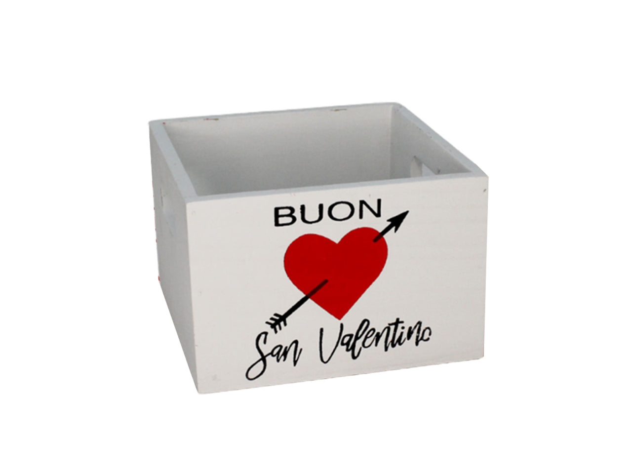 Cassettina quadrata bianca con cuore 15x15x10cm
