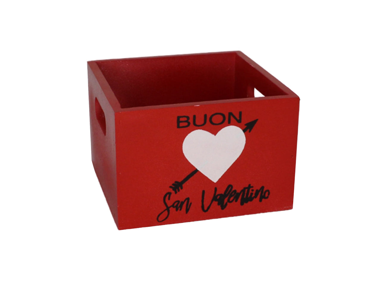 Cassettina quadrata rosso con cuore 15x15x10cm