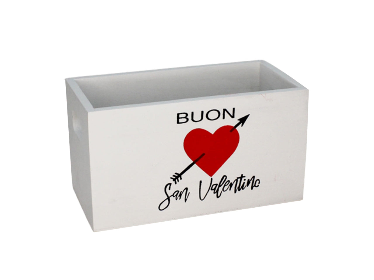Cassettina rettangolare bianca con cuore 20x10x11cm
