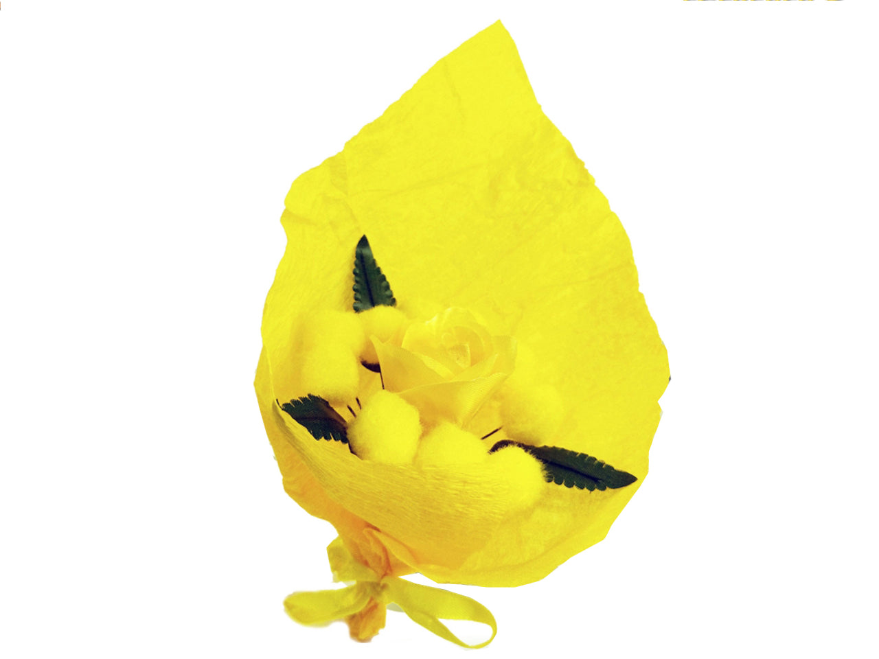 Mazzetto mimosa 16cm con rosa gialla