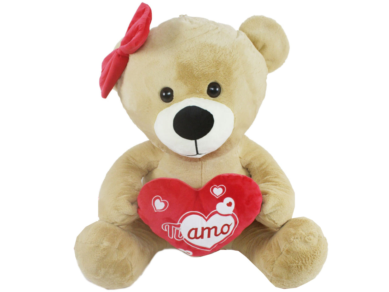 Orso in peluche 85cm con cuore e fiocco colori assortiti
