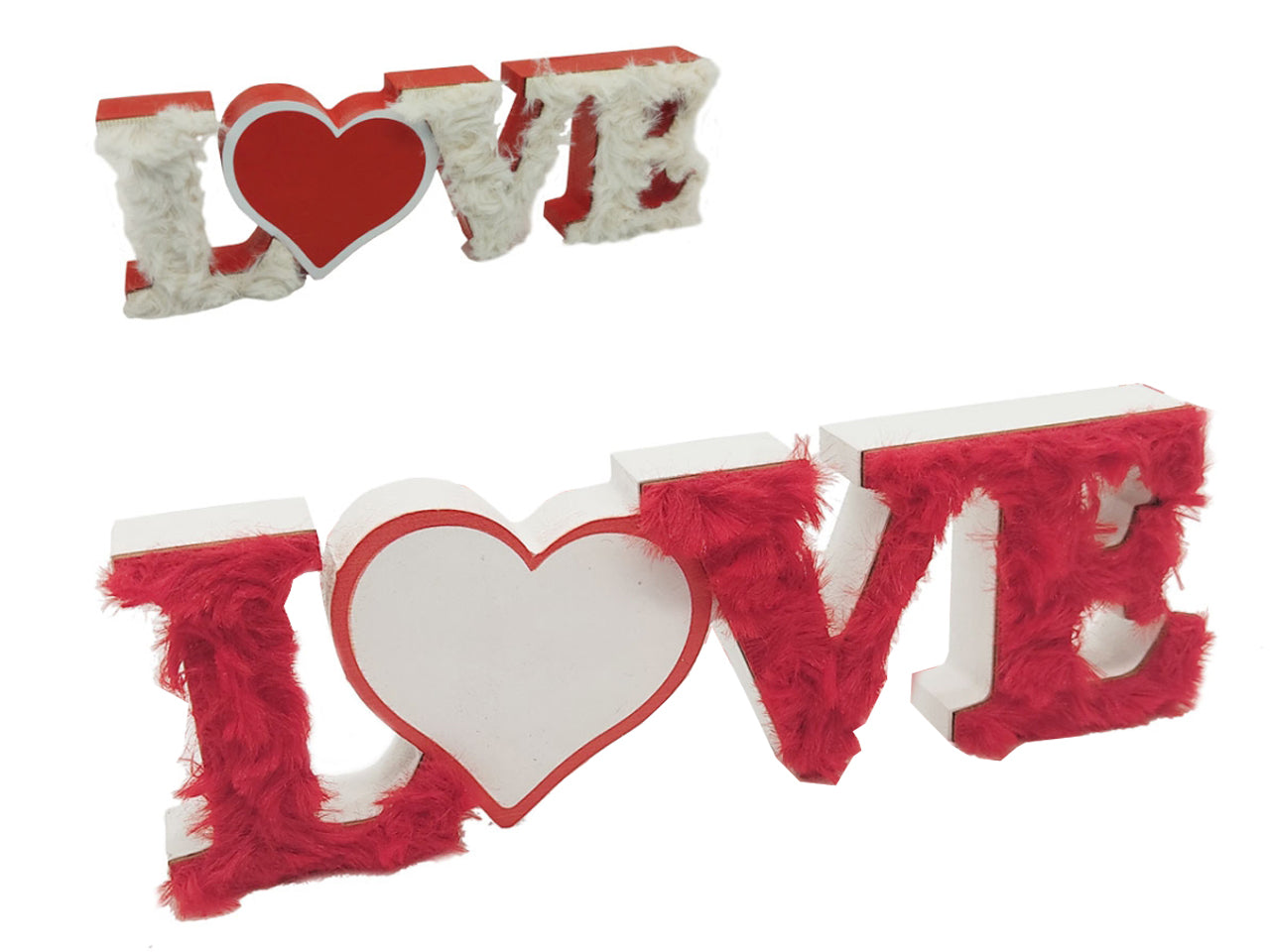 Scritta in legno love con peluche 22x7cm colori assortiti
