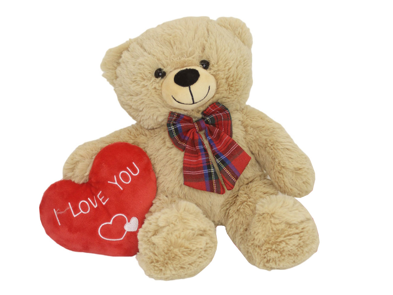 Orso peluche 25cm con cuore e fiocco