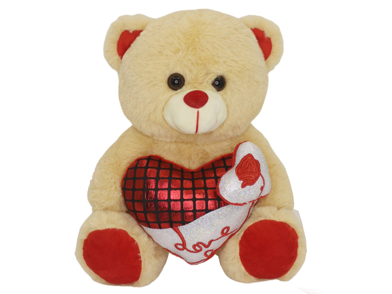 Orso in peluche 25cm con cuore bicolore