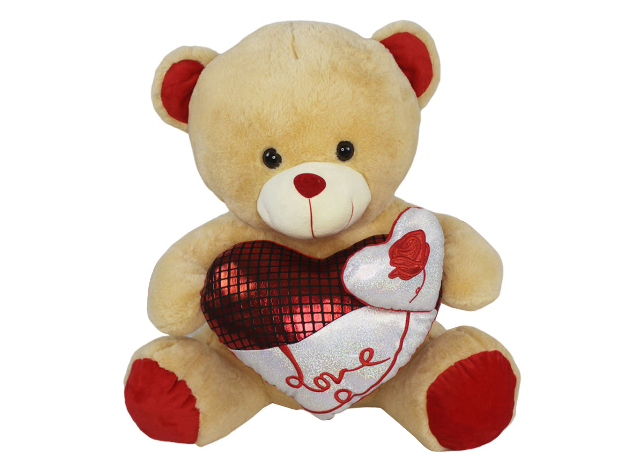 Orso in peluche 55cm con cuore bicolore