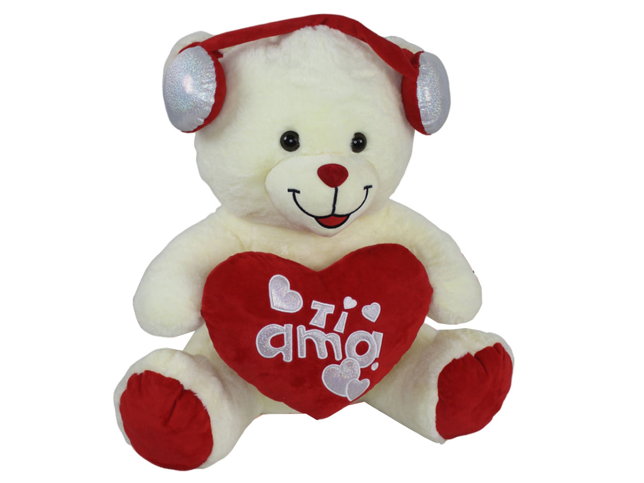 Orso in peluche 55cm con cuore e cuffie
