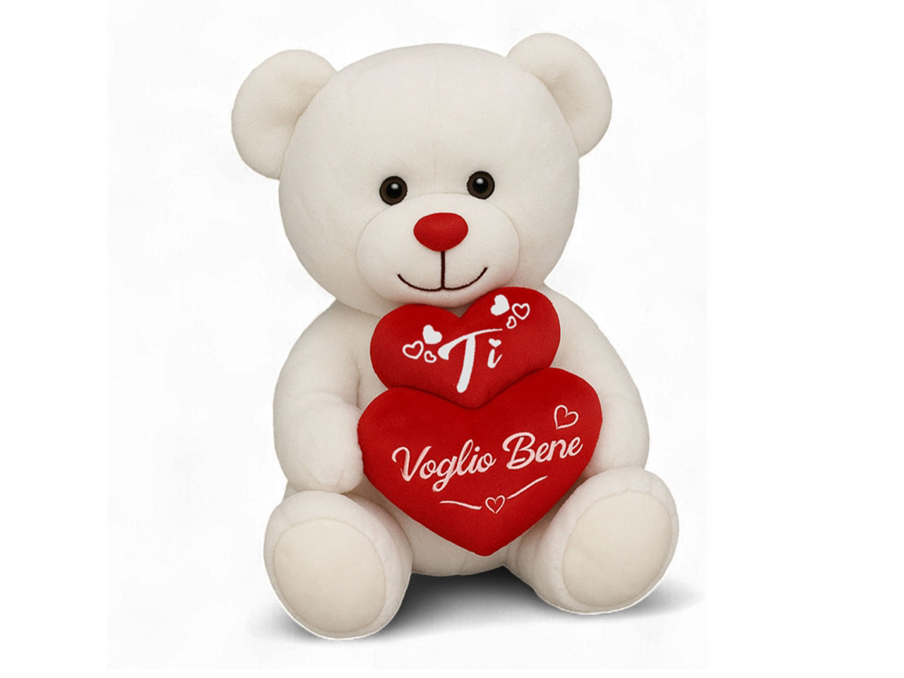 Orso in peluche 35cm bianco con cuore