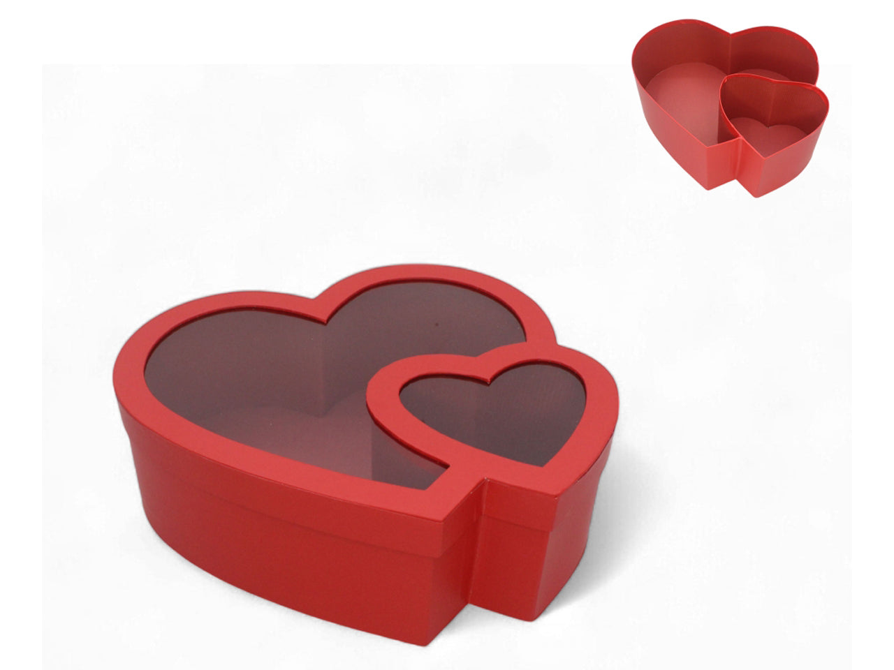 Scatola doppio cuore 30x29x11cm rosso