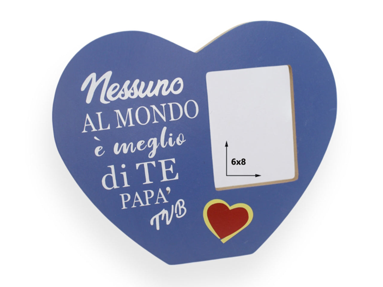 Portafoto cuore in legno 18x15cm per la festa del papa'