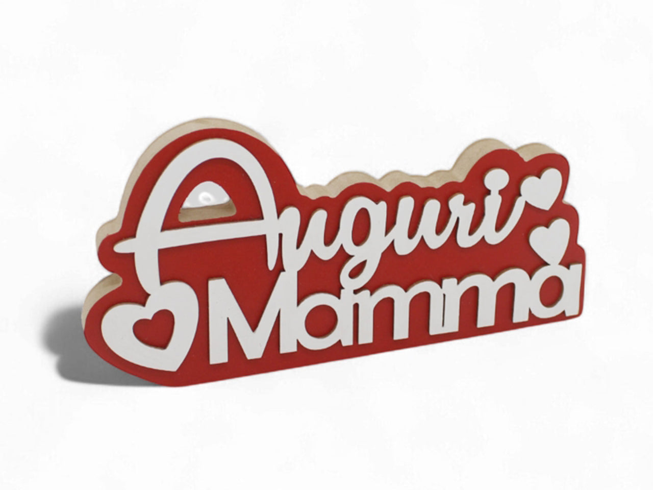 Scritta in legno auguri mamma 23x12cm