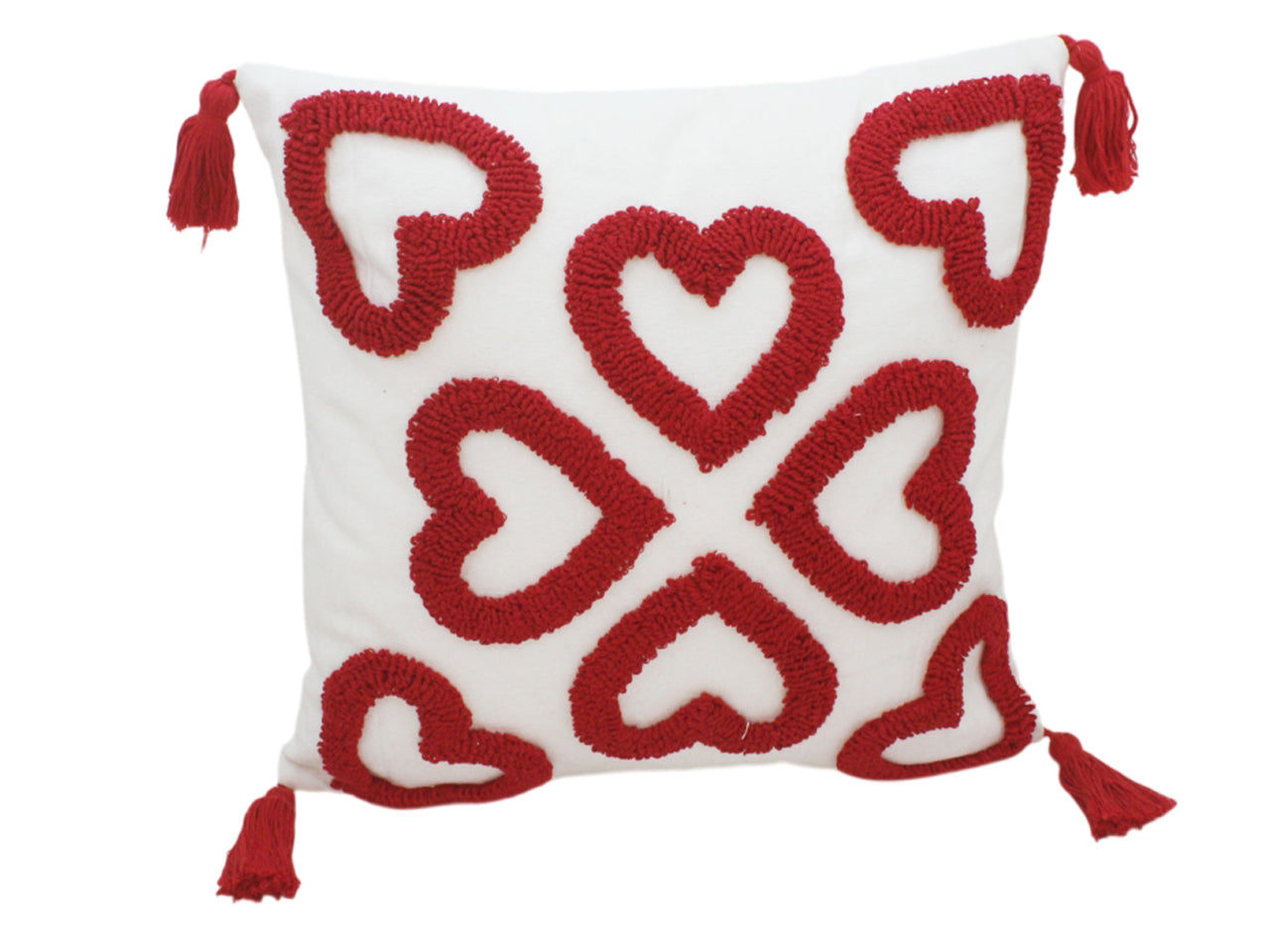 Cuscino quadrato 45x45cm con ricamo cuori