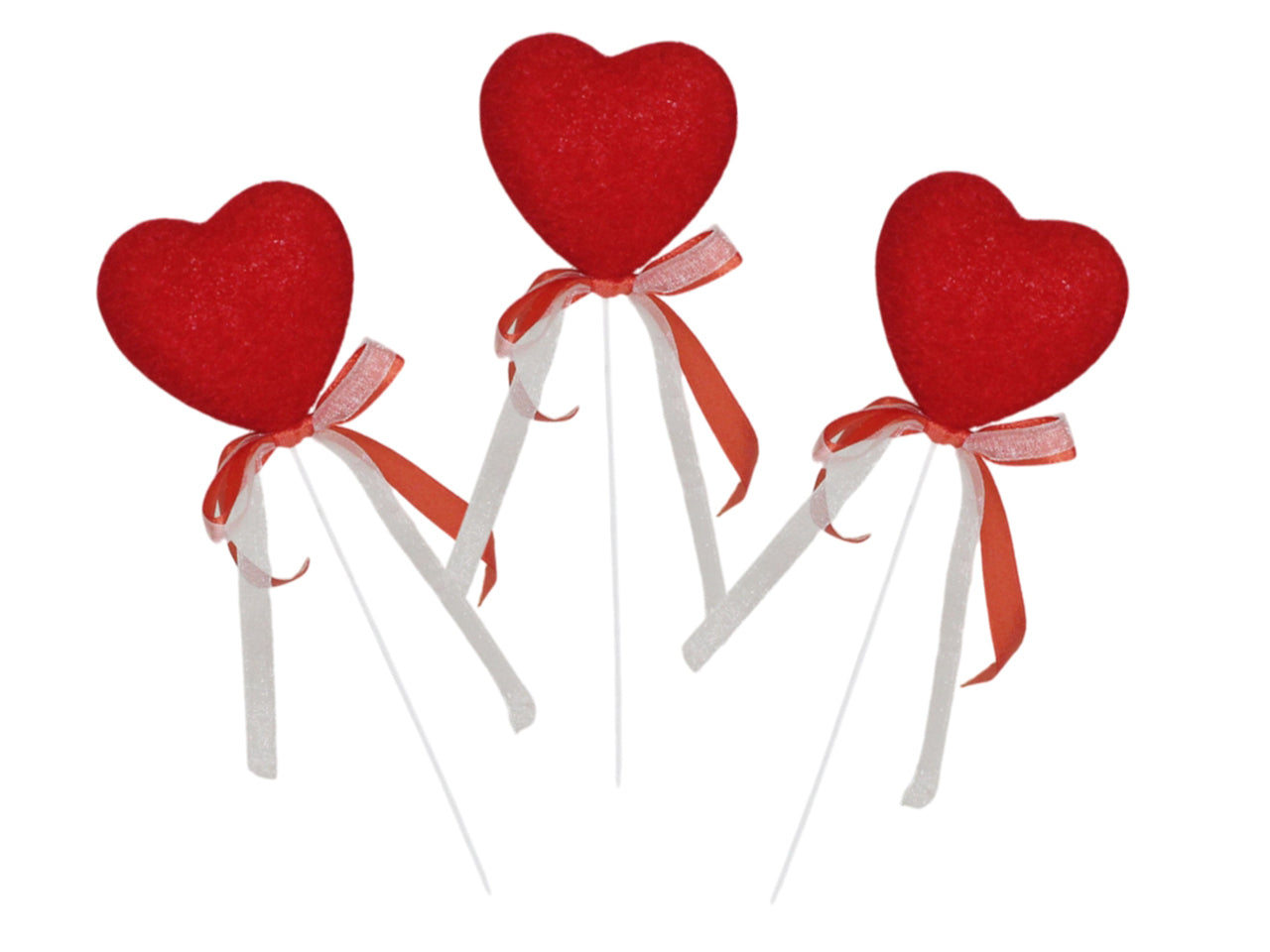 Pick cuori 6cm set 3 pezzi rossi