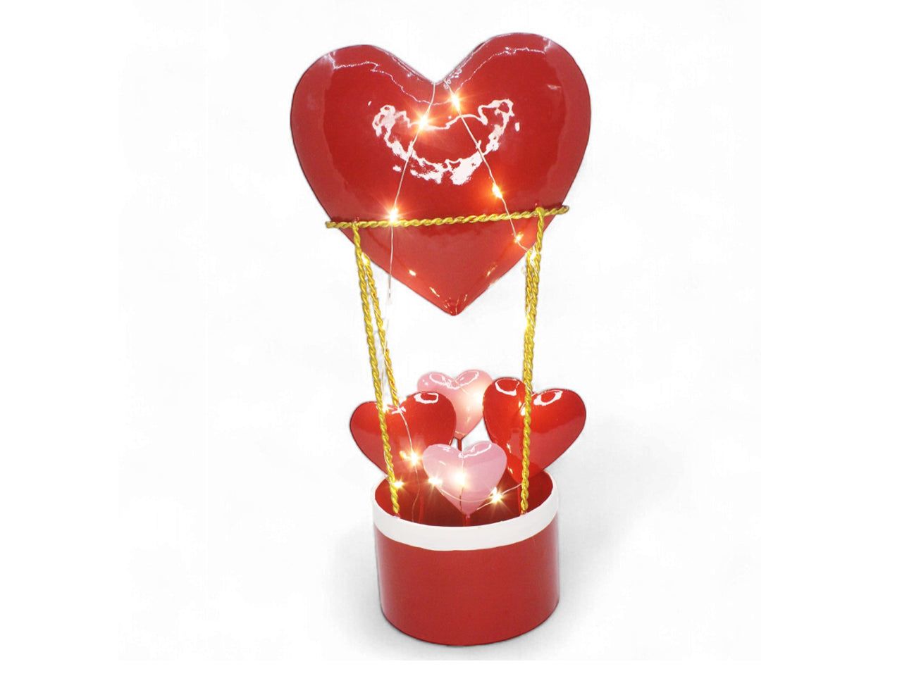 Mongolfiera in metallo con cuore led 16x11x32cm