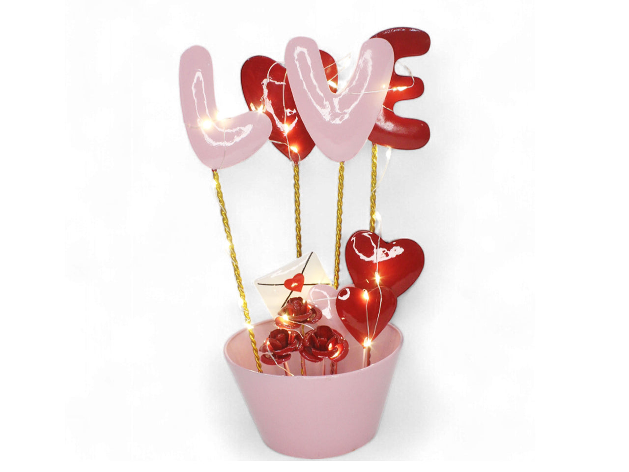 Scritta love in metallo con led 20x14x30cm