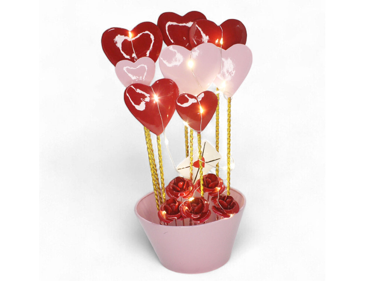 Cuori in metallo con led 22x14x30cm