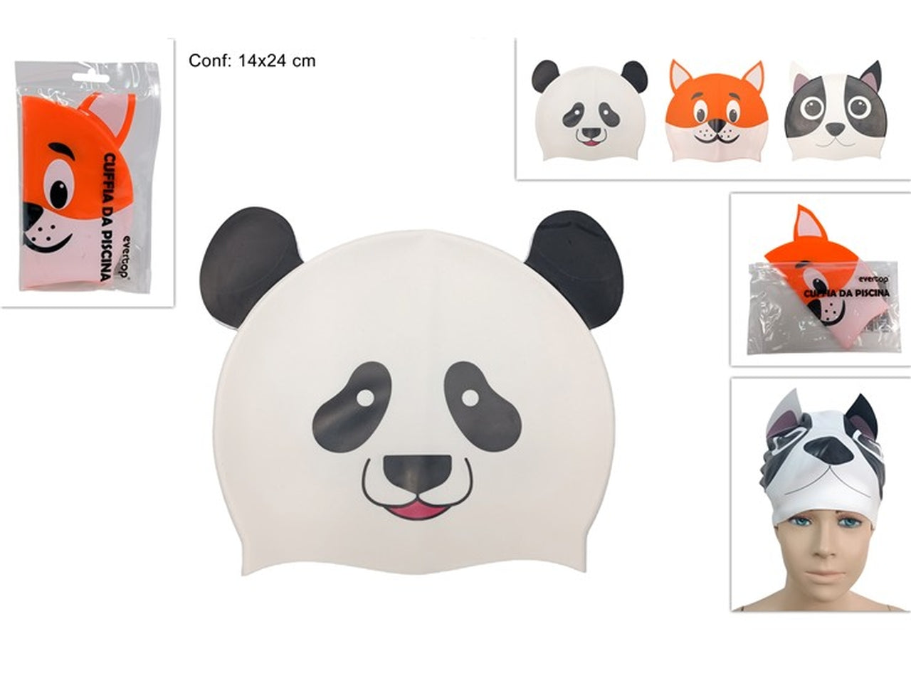 Cuffia in silicone soggetti animali 3 assortiti