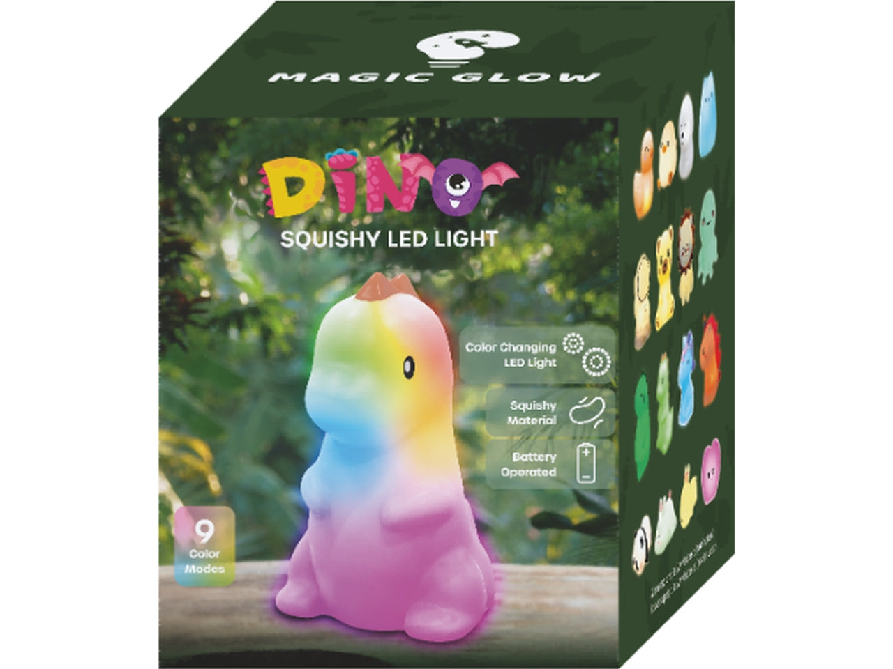 Dino quishy luce rgb color 7x15x14,5cm a batteria