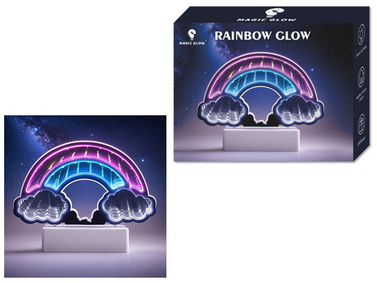 Rainbow glow infinity luce led multicolor 21,2x11,5x8cm a batteria