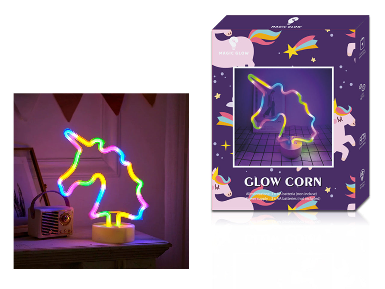 Unicolor stand luce led color 31x24x10cm a batteria