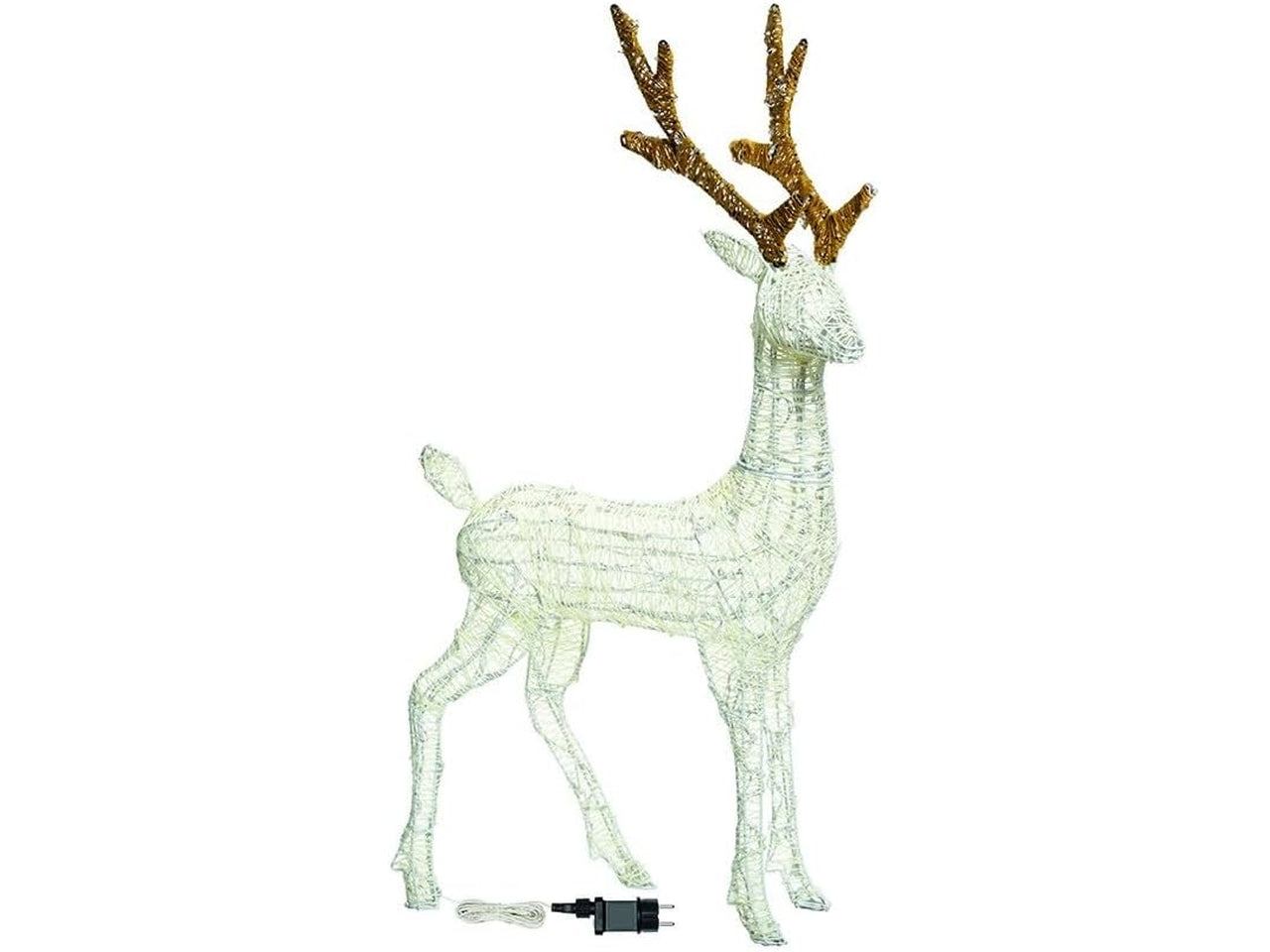 Renna 3D 105cm con 200led bianco, luce fissa per uso interno ed esterno IP44