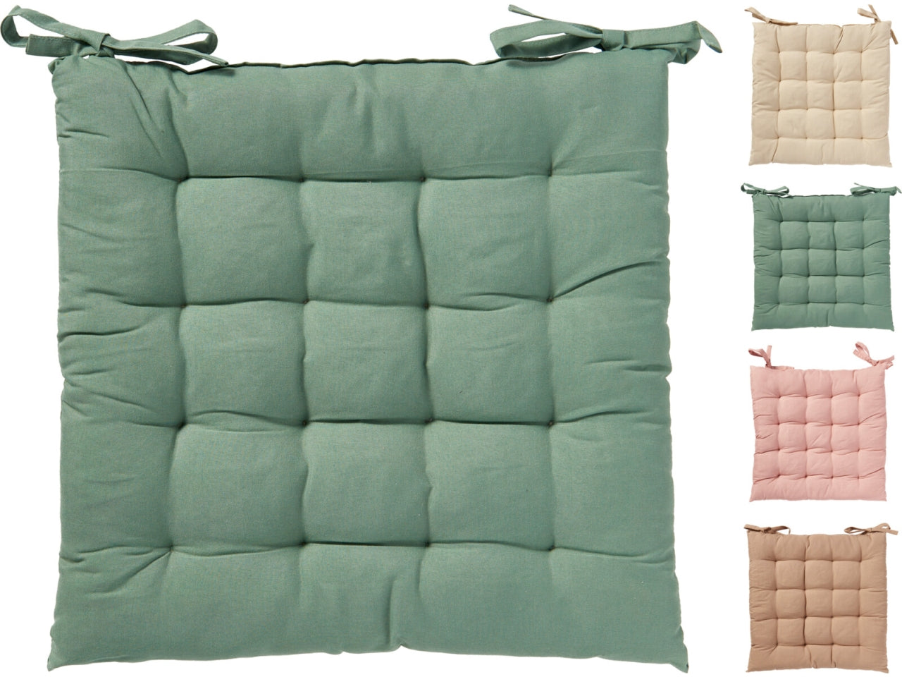 Cuscino per sedia trapuntato in cotone 40x40cm, 4colori assortiti