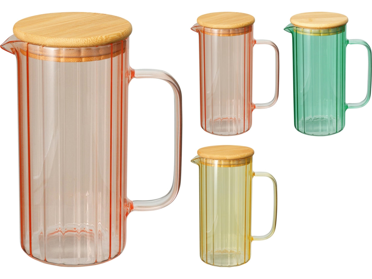 Caraffa vetro 900ml in 3 colori assortiti