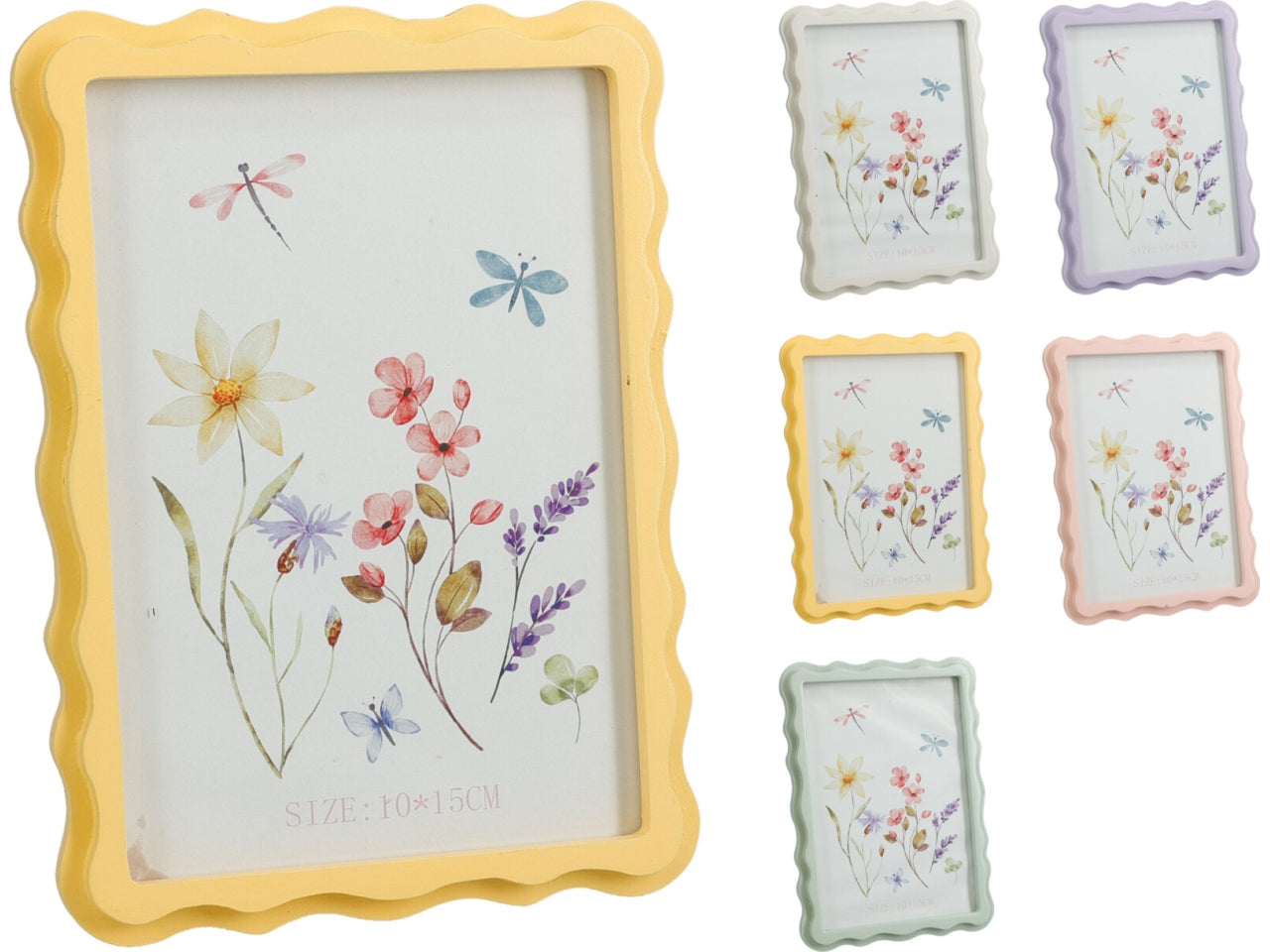 Portafoto ondulato in mdf 13x18cm, 5colori assortiti