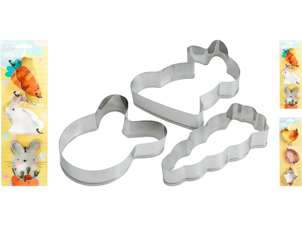 Formine per biscotti in acciaio inox, forme pasquali, confezione da 3pezzi assortiti in 2 assortimenti