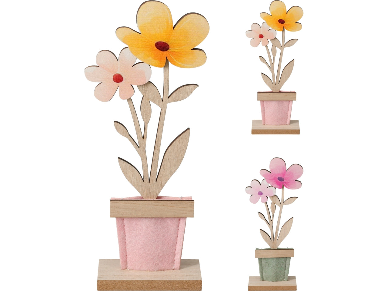 Vaso con fiori in feltro 9x21cm 2 soggetti assortiti