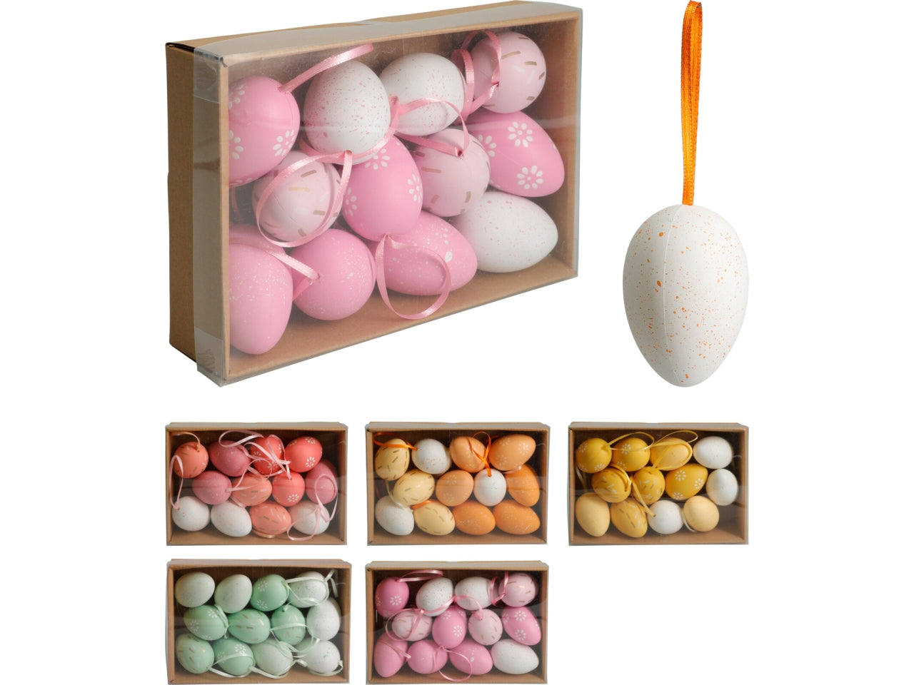 Appendino uova 6cm in confezione da 12 pezzi, 5 colori assortiti