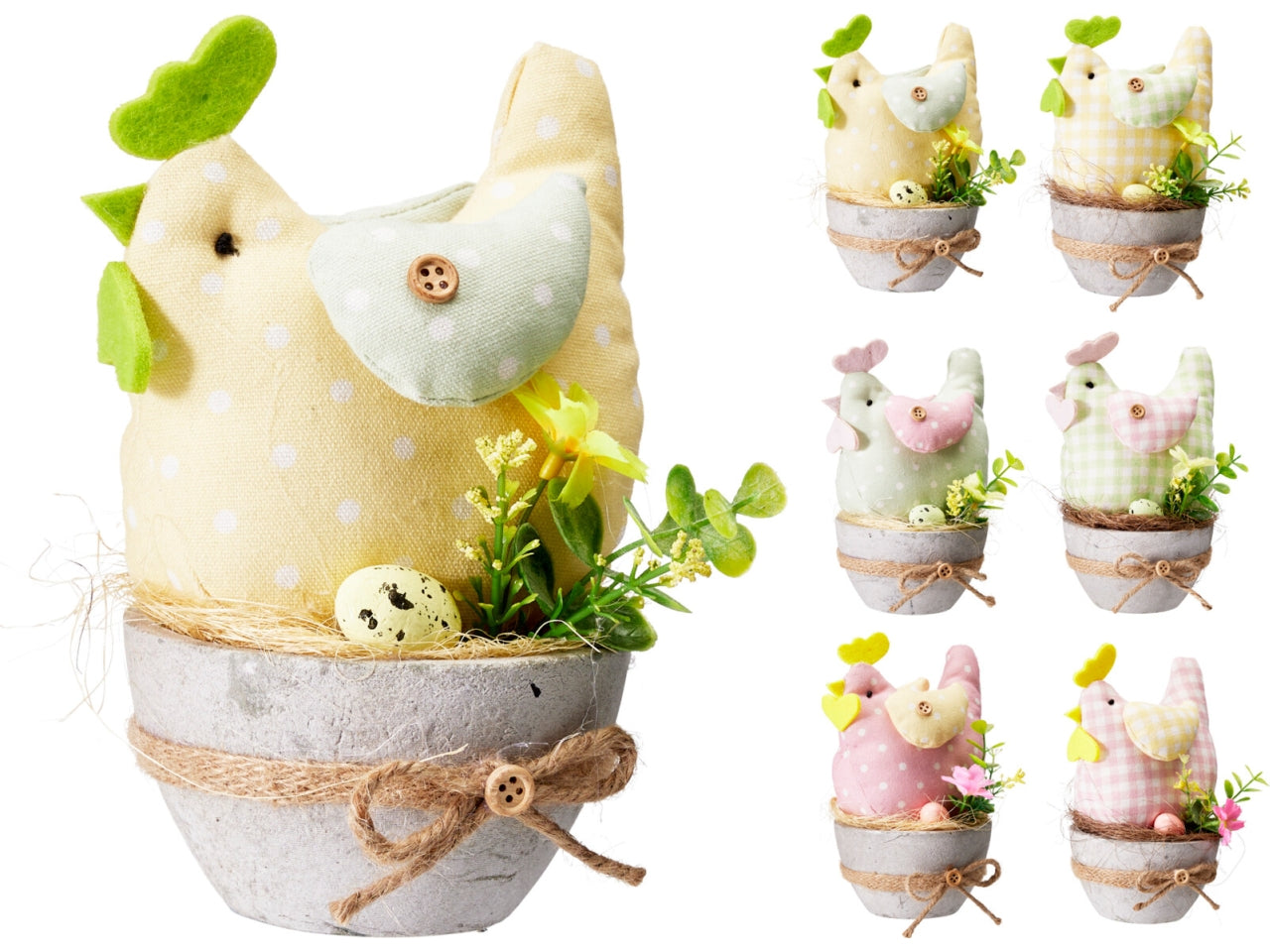 Gallina su vaso 10x17cm in 6 colori assortiti