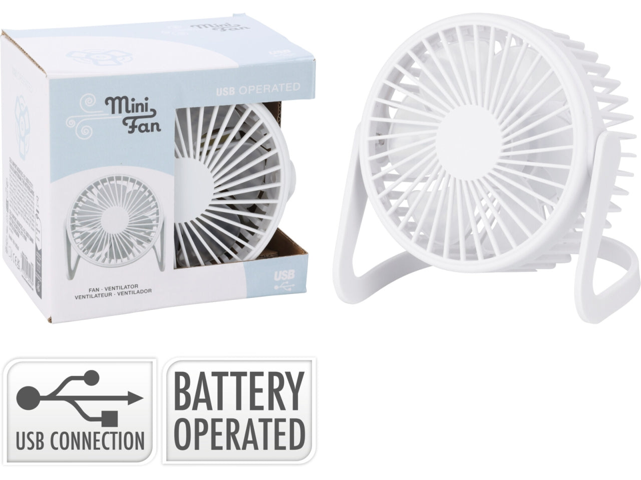 Ventilatore da tavolo 14,5x11,5cm con ricarica usb