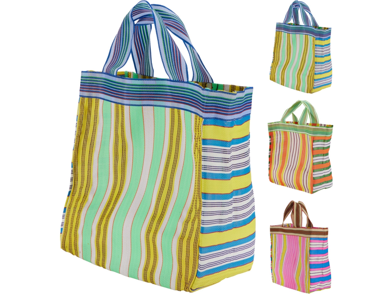 Shopper bag a righe 40x40x18cm, 3 colori assortiti
