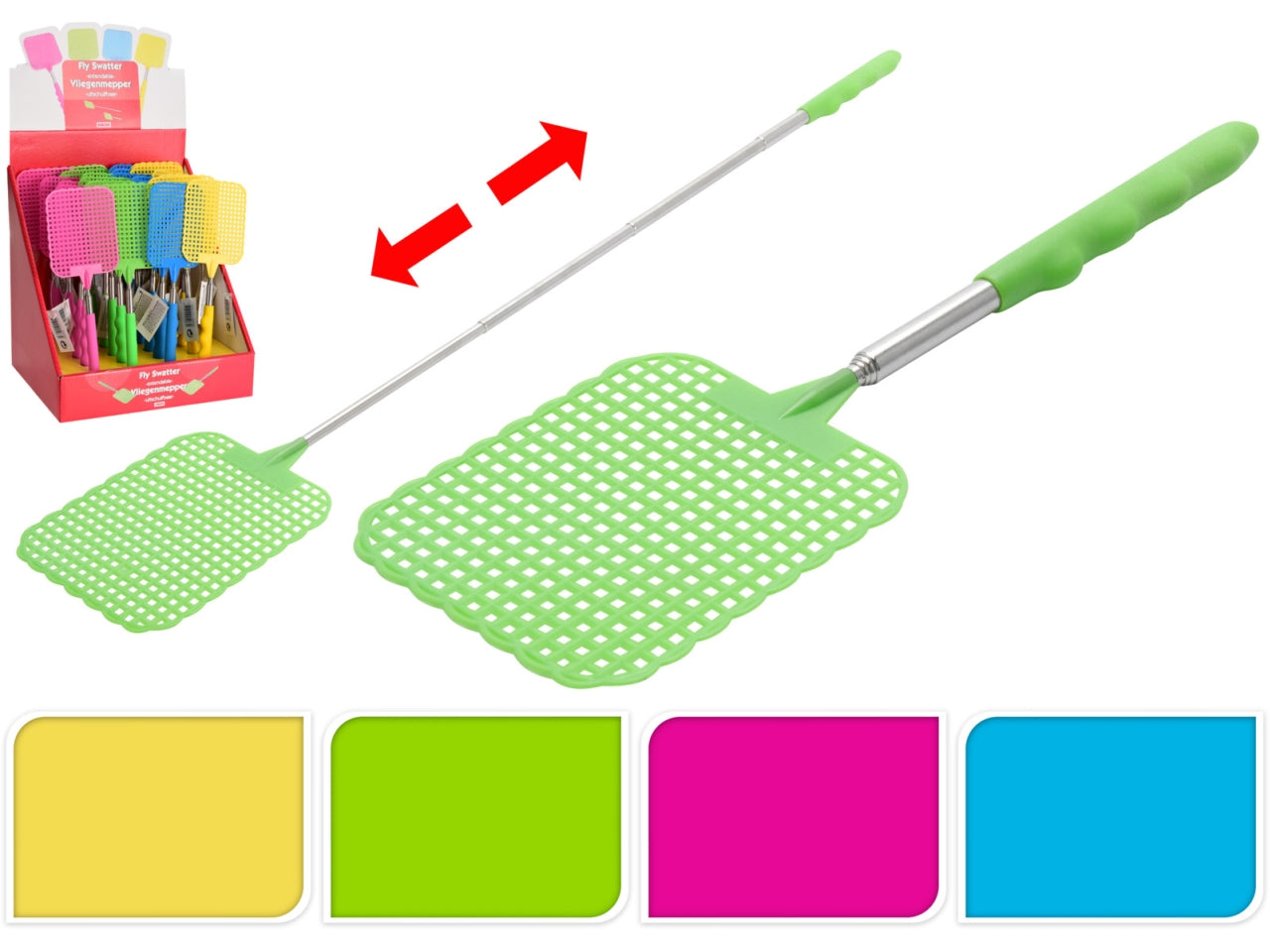 Abbatimosche estensibile 56cm, 4 colori assortiti