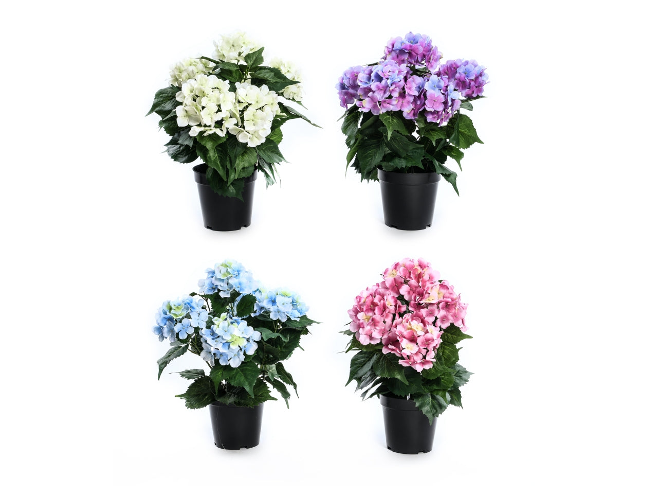 Ortensia artificiale in vaso d.25xh.38cm in colori assortiti