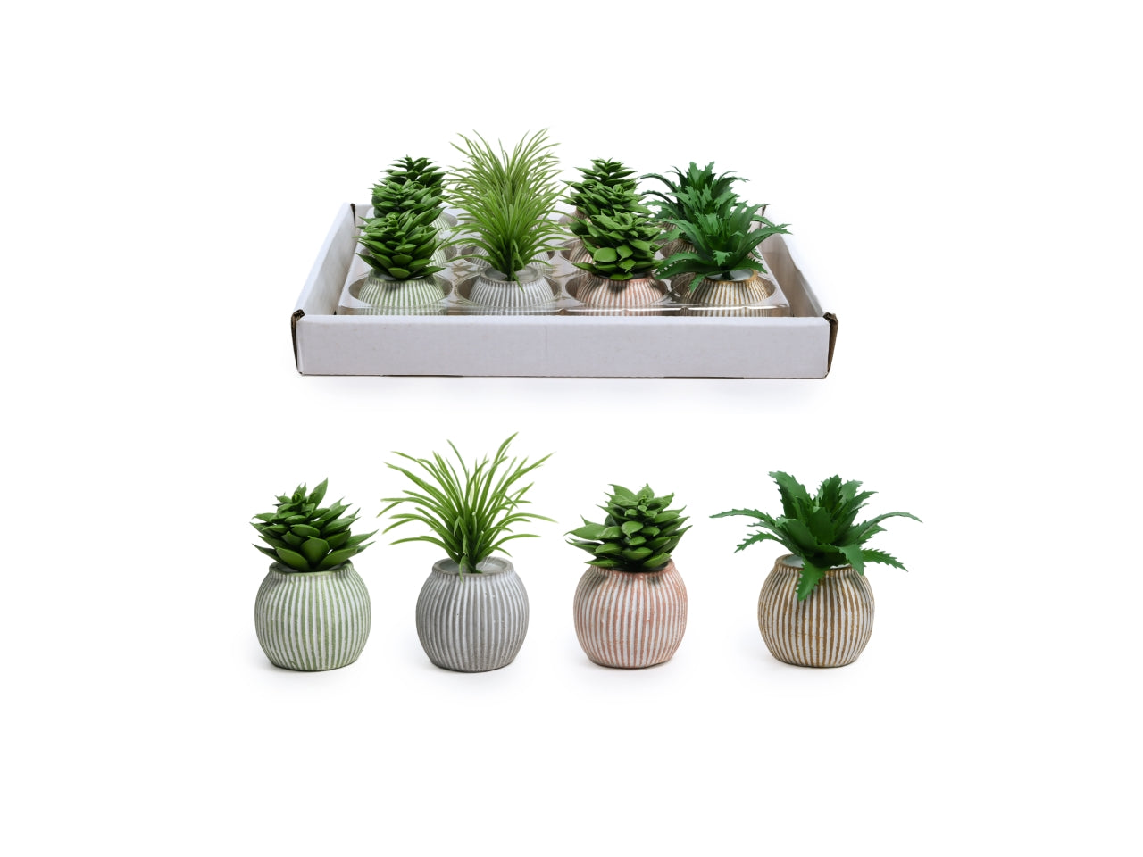 Piantina artificiale in vaso di cemento d.5xh.7cm, modelli assortiti