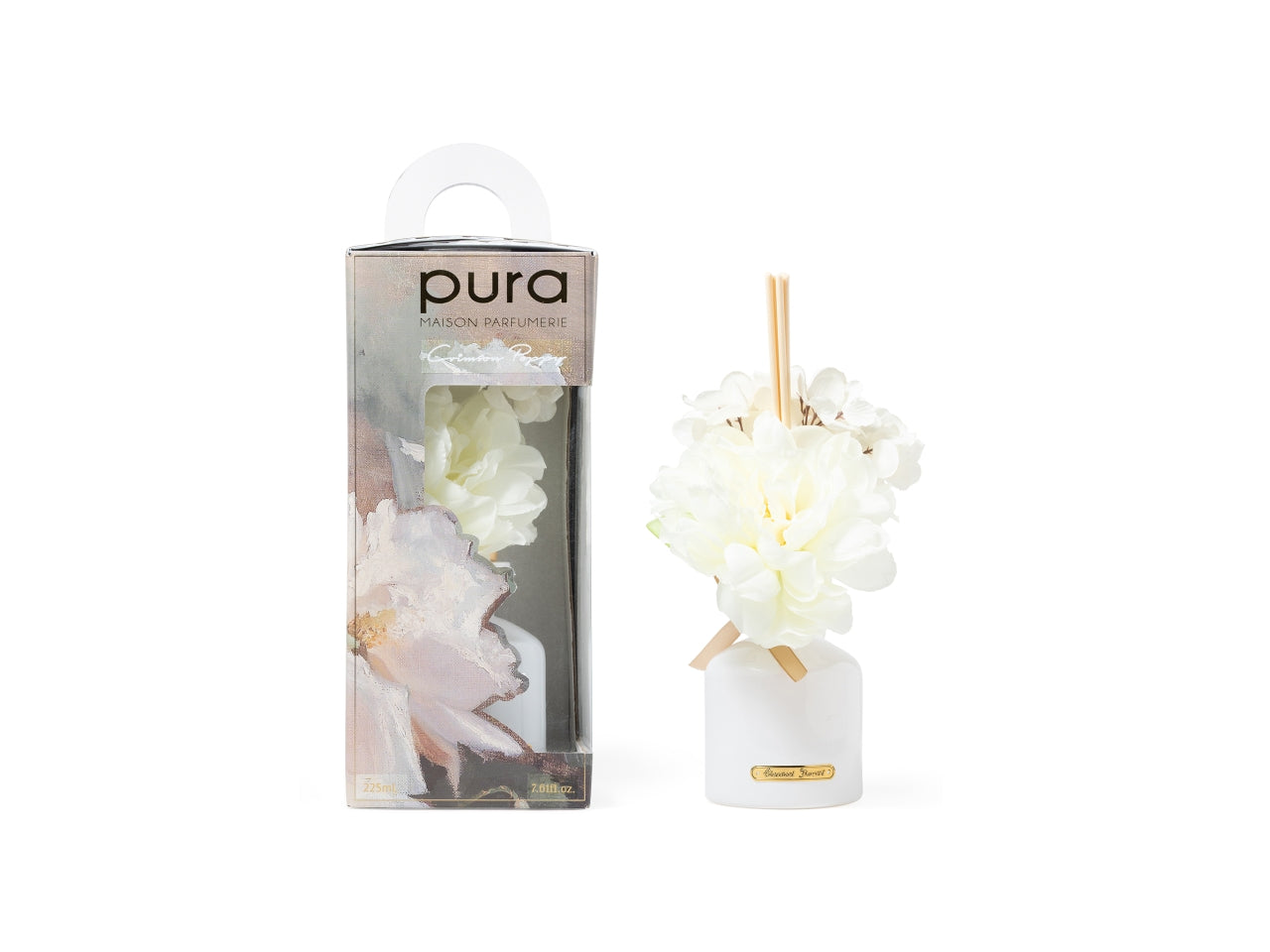 Diffusore con bacchette e fiori 225ml, fragranza crimson poppy