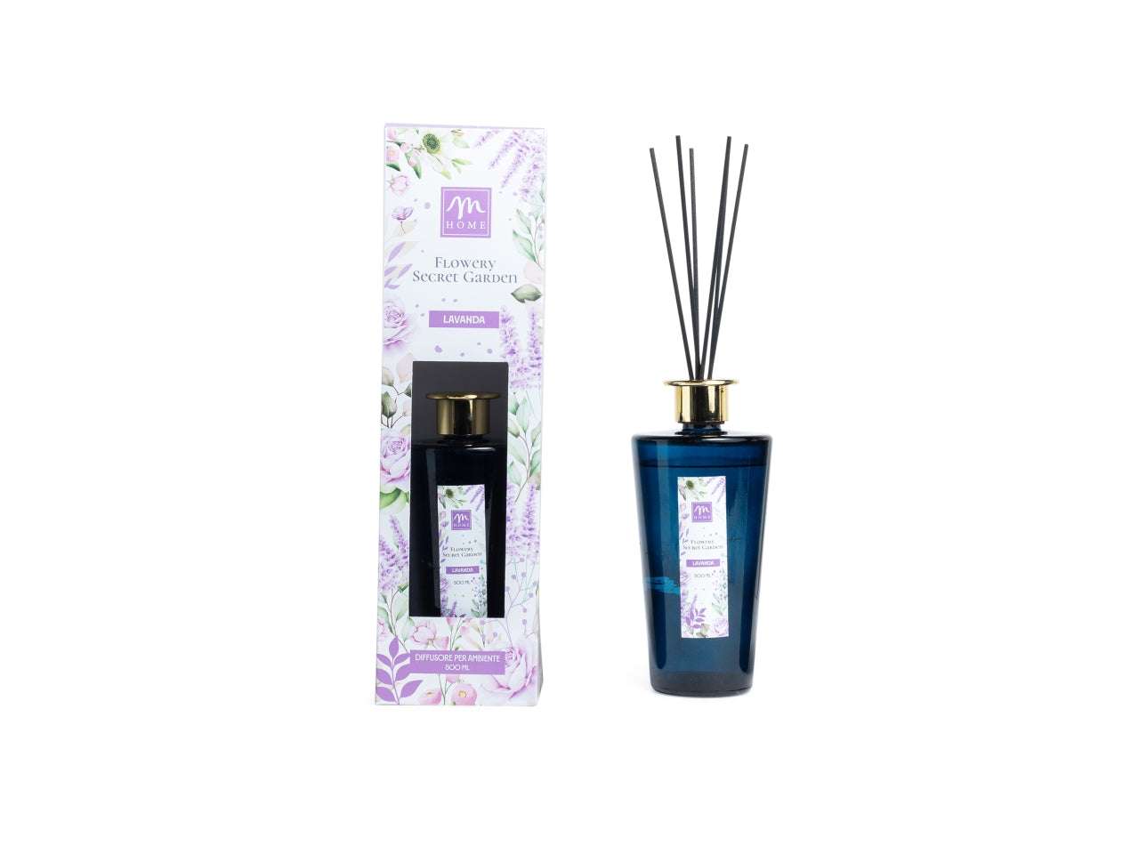 Diffusore con bacchette 500ml, fragranza lavanda
