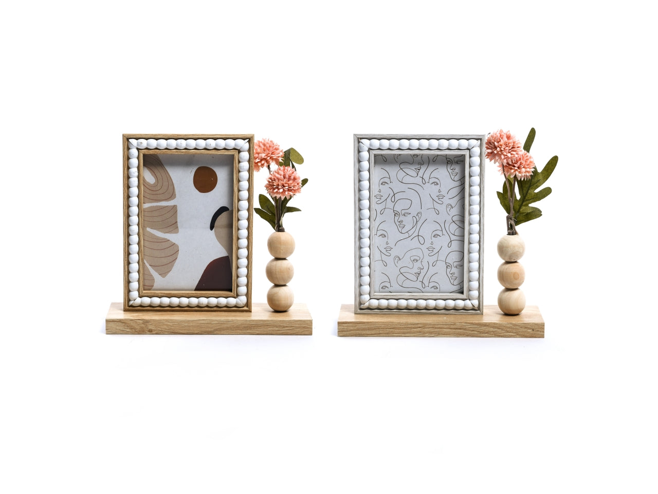 Portafoto10x15cm con piantina in mdf 20x7xh.19cm, 2 assortimenti